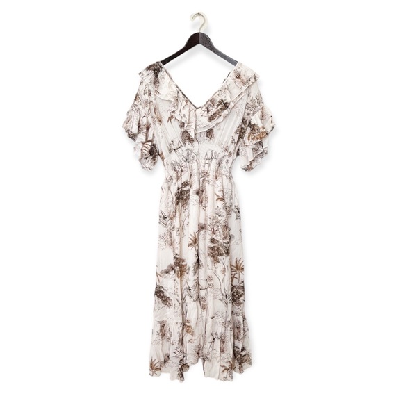 Sandro Marro ruffled printed gauze midi dress
